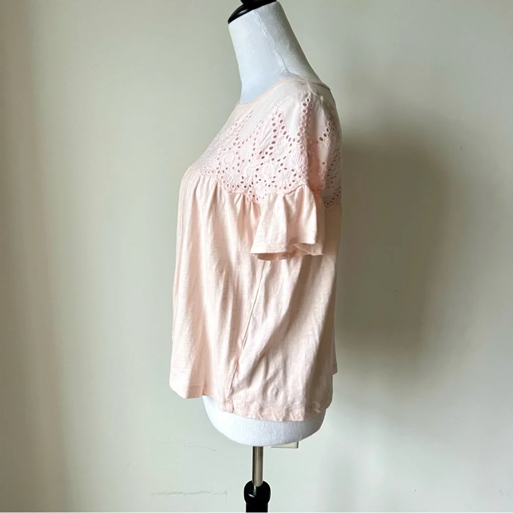 J. CREW Cotton Eyelet Babydoll Flutter Sleeve Top—SZ. XS